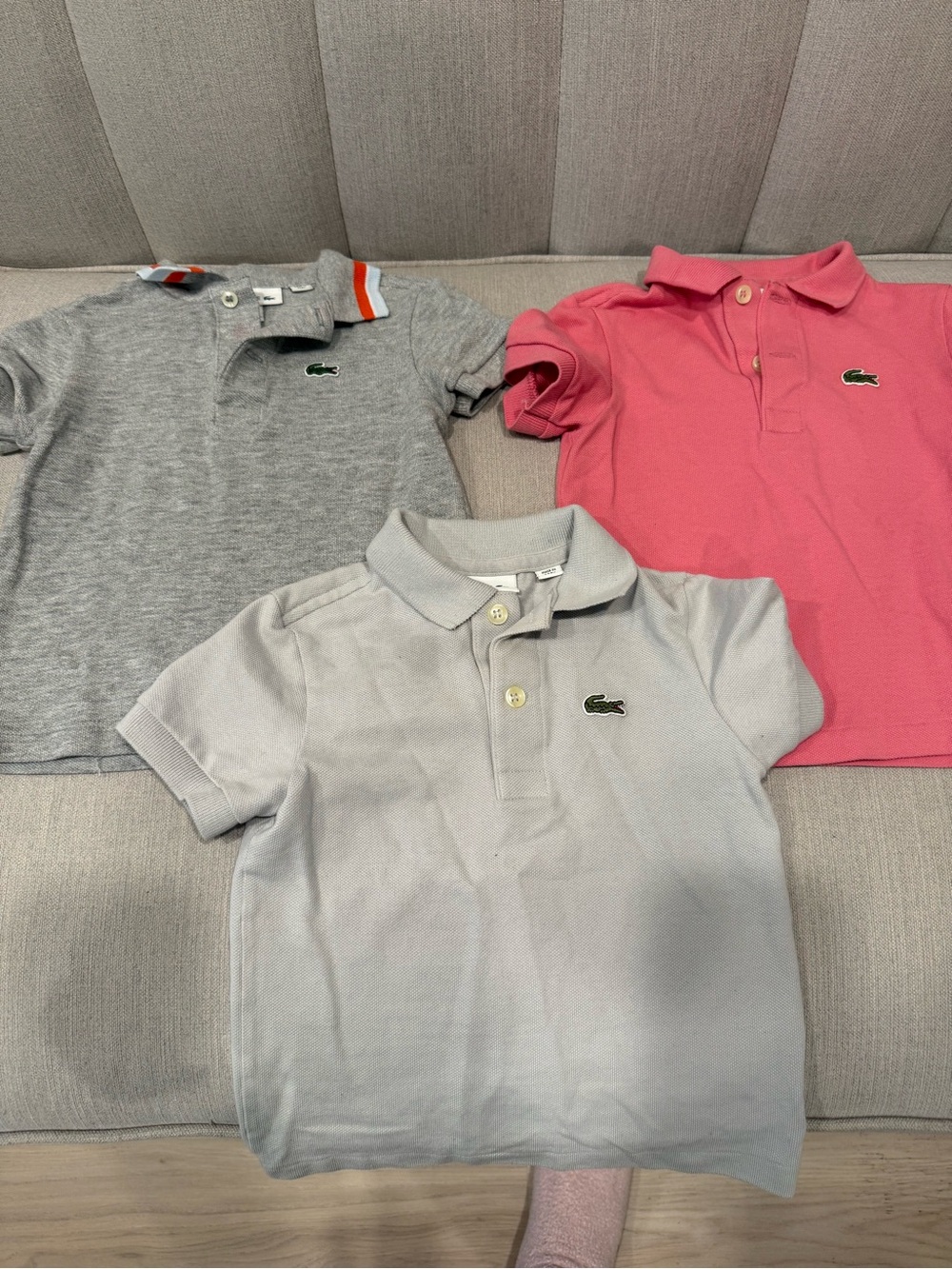 Lacoste Kids Polo Trio in Pink and Light Gray & Dark Gray